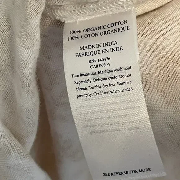 Faherty Boho Floral Dress Women's Medium Tan Tasseled Organic Cotton Cottagecore - Picture 10 of 11